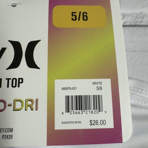 Hurley Girls Long Sleeve Dri-Fit UPF 50+ Shirt White / Pastel Heart Size 5/6 - Picture 6 of 6